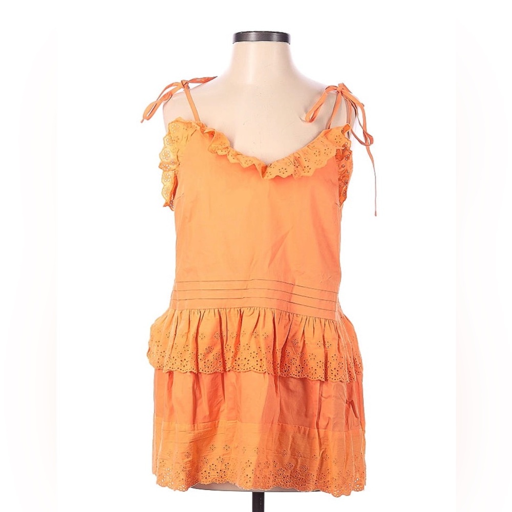 Mare x Mare by Anthropologie Embroidered Orange Sleeveless Blouse Sz Small